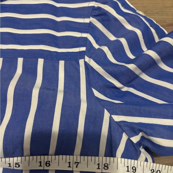 J. Crew blue and white funnelneck stripe blouse. Size 6. Like new! - Picture 6 of 9